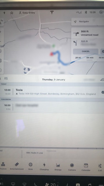 Select destination from Tesla Diary