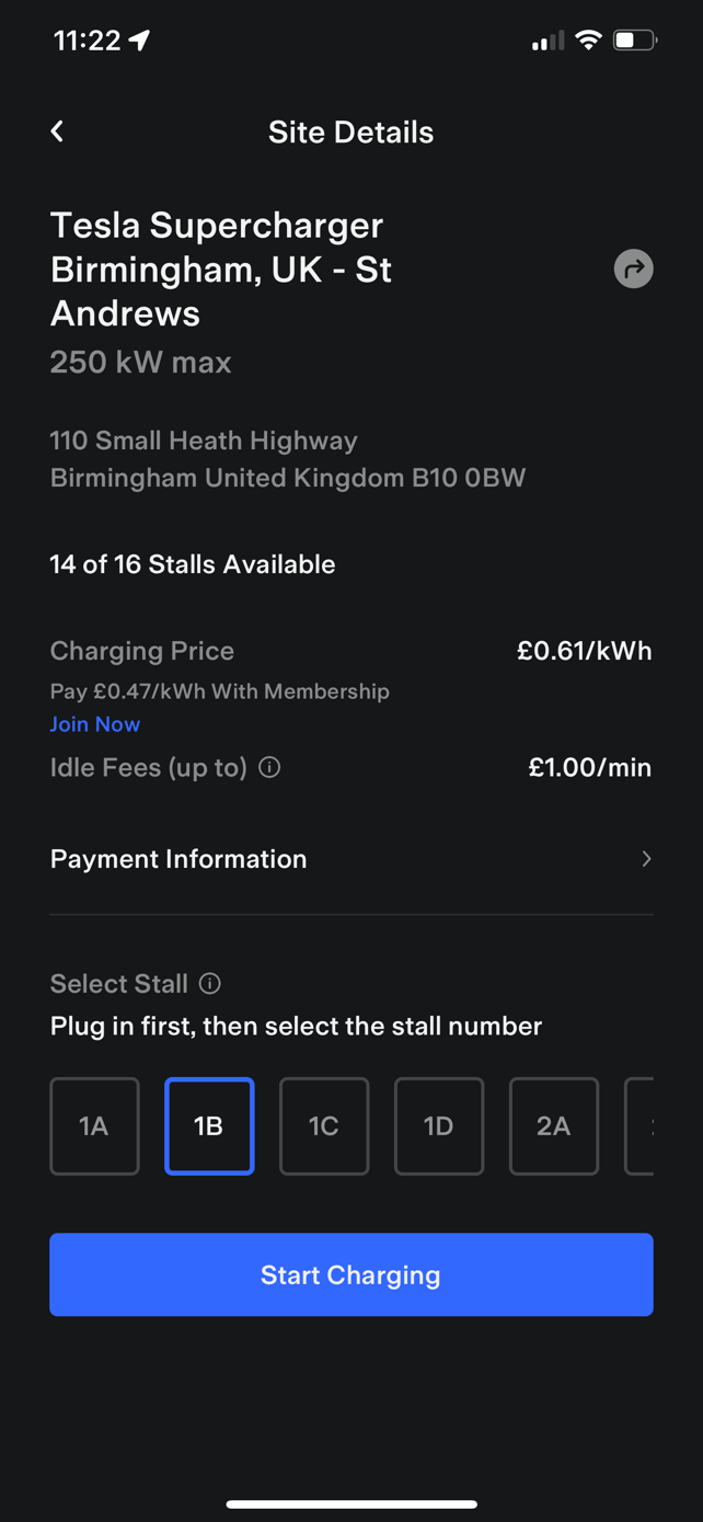 Non-Tesla supercharging bay selected 