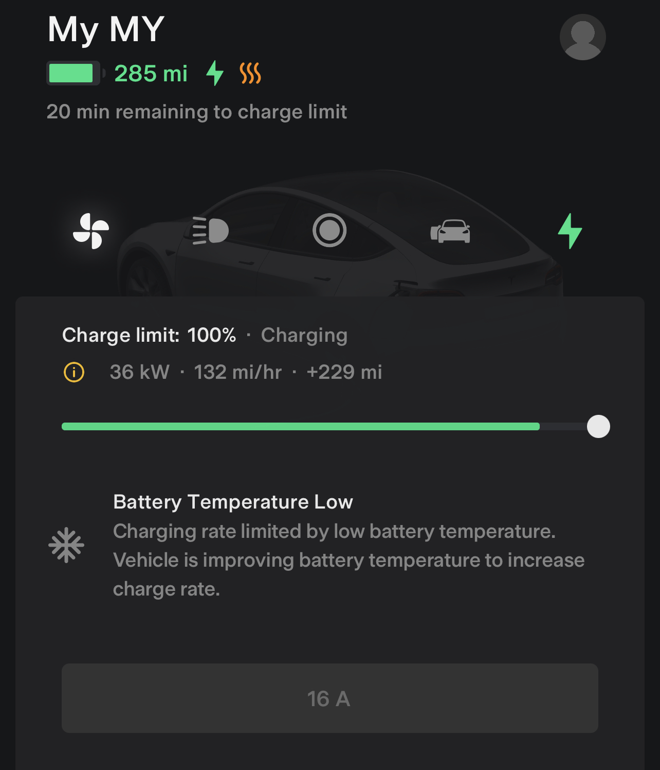 Tesla charging cold battery message