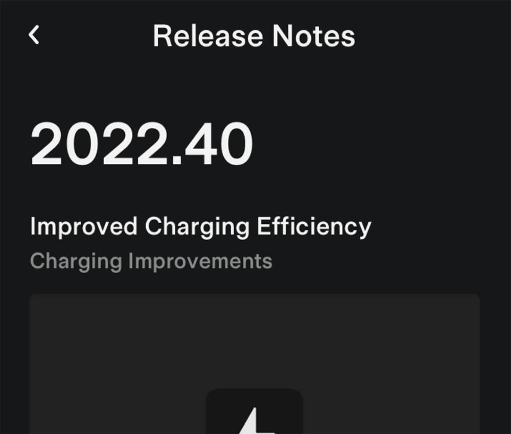 Tesla Release Notes via App Displayed