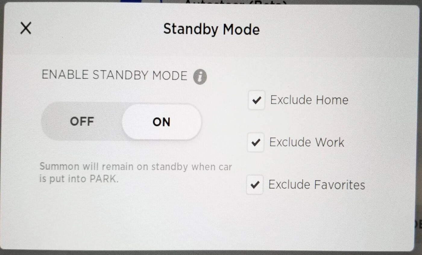 Tesla Summon Standby