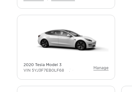 Tesla Account Screen