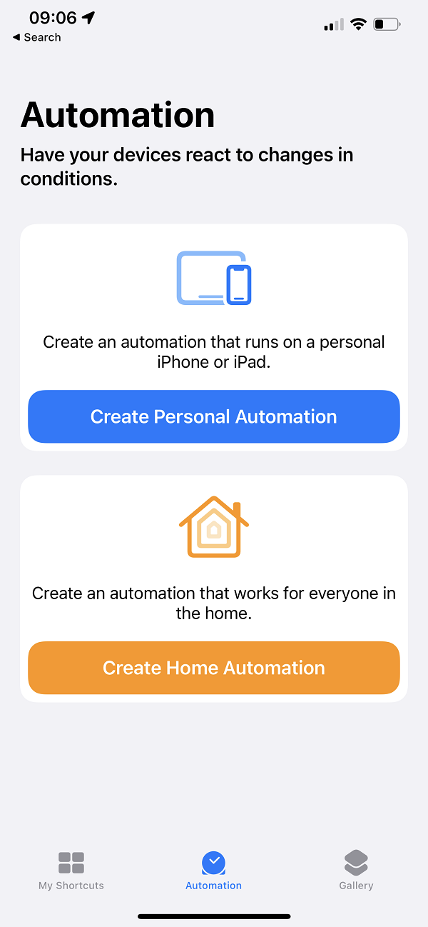 Apple shortcut automation