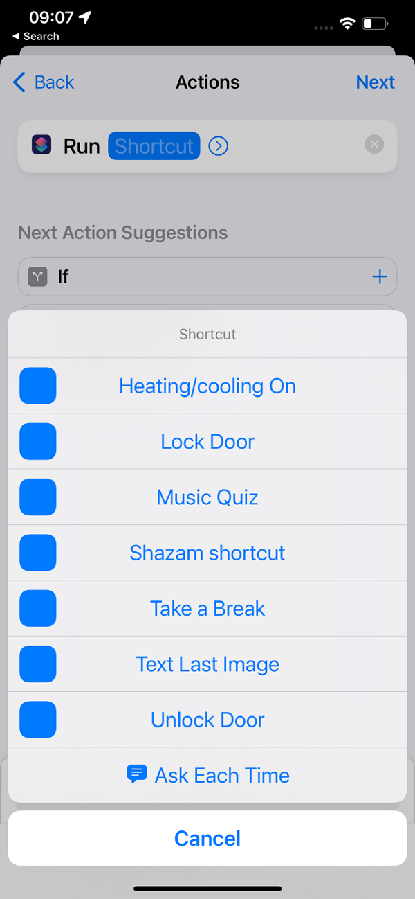 Apple automation pick shortcut.