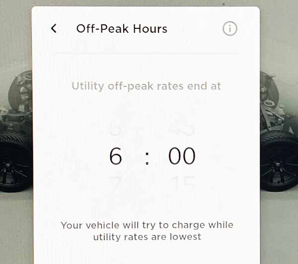Tesla charging off peak settings