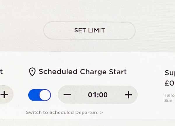 Schedule Tesla charging start time