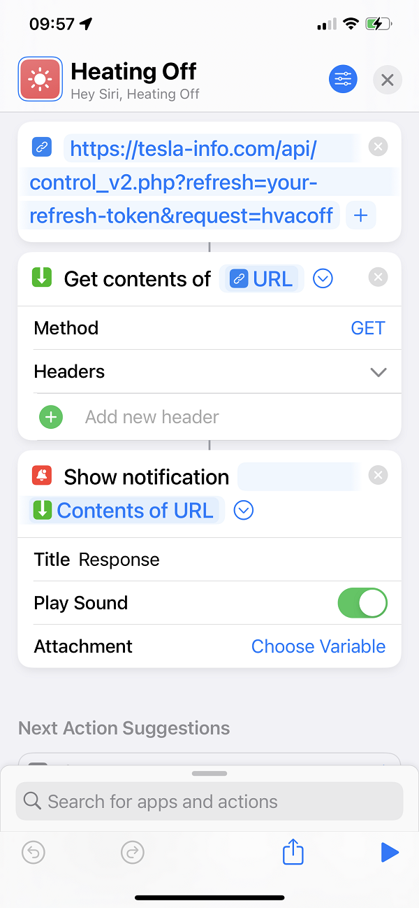 Apple Shortcut to control Tesla